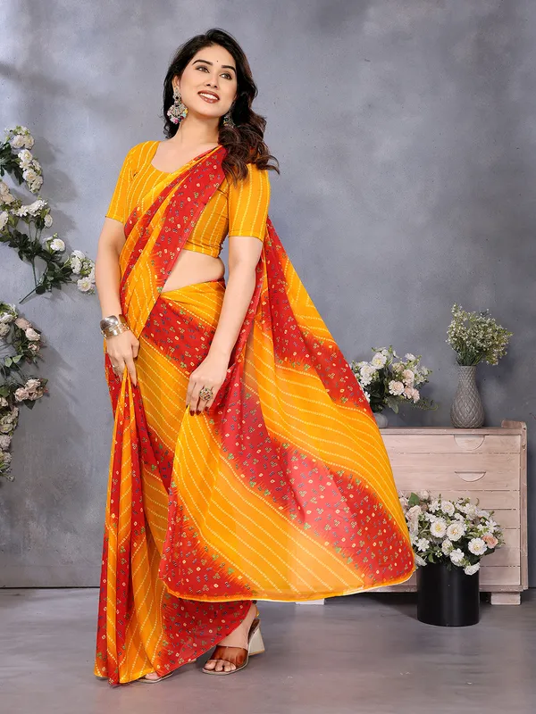 Ombre,_Paisley,_Printed_Bandhani_Georgette_Saree��(Yellow,_Red)