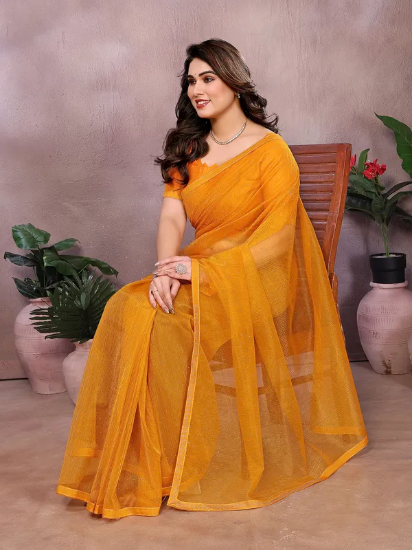 Net_Fabric_Lace_Border_Saree_With_Unstitched_Blouse_Piece_(Yellow)