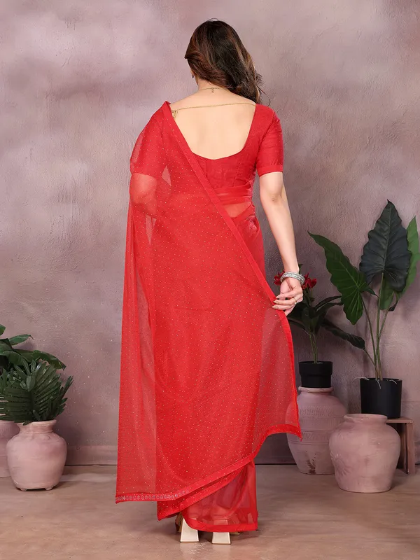 Net_Fabric_Lace_Border_Saree_With_Unstitched_Blouse_Piece_(Red)