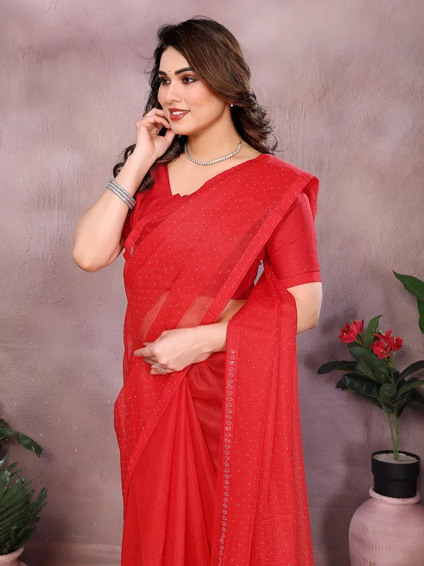 Net_Fabric_Lace_Border_Saree_With_Unstitched_Blouse_Piece_(Red)