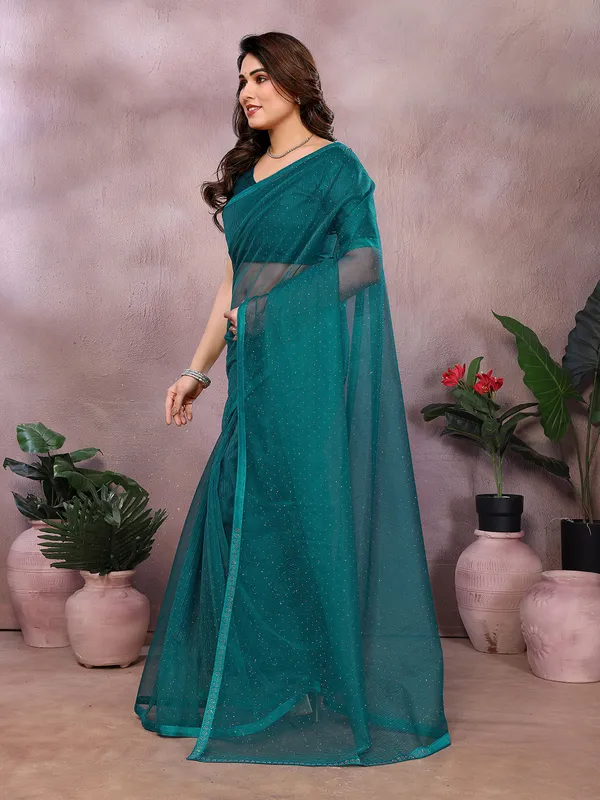 Net_Fabric_Lace_Border_Saree_With_Unstitched_Blouse_Piece_(Rama)