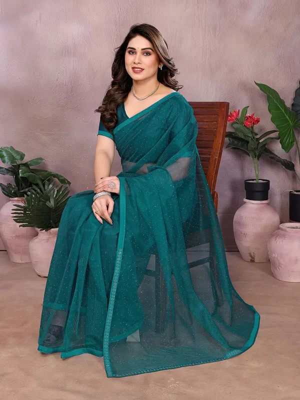 Net_Fabric_Lace_Border_Saree_With_Unstitched_Blouse_Piece_(Rama)