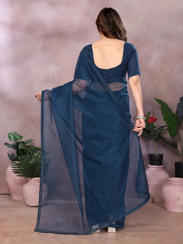 Net_Fabric_Lace_Border_Saree_With_Unstitched_Blouse_Piece_(Blue)