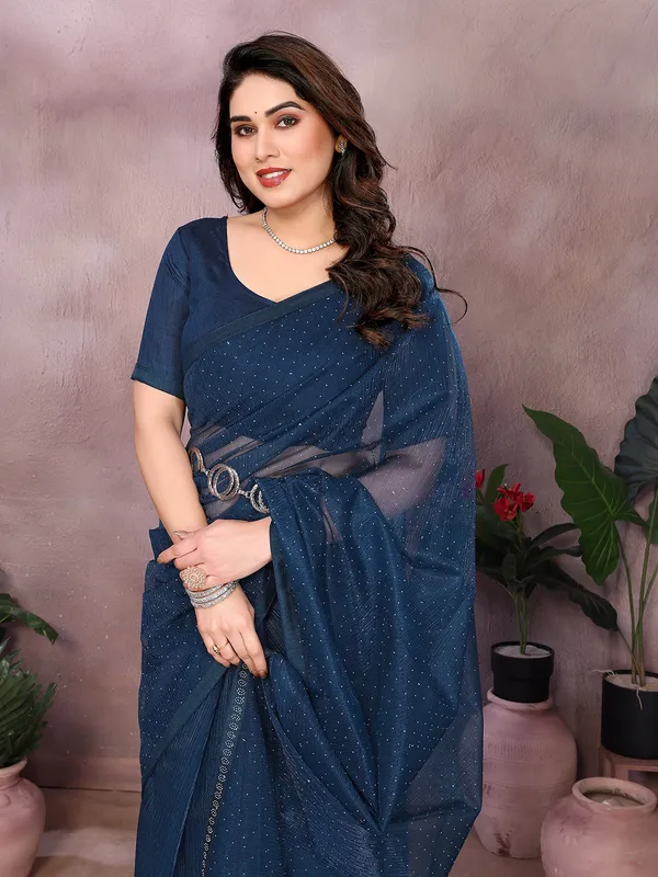 Net_Fabric_Lace_Border_Saree_With_Unstitched_Blouse_Piece_(Blue)