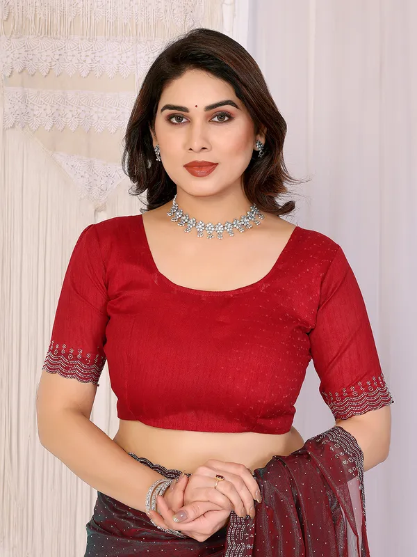 Shining_Net_Fabric_Diamond_Lace_Border_Saree_With_Unstitched_Blouse_Piece_(Red)