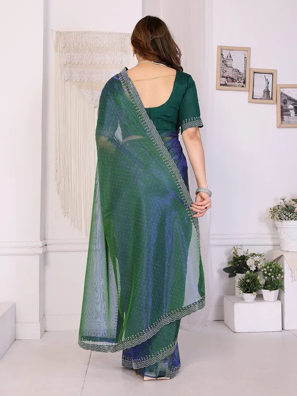 Shining_Net_Fabric_Diamond_Lace_Border_Saree_With_Unstitched_Blouse_Piece_(Green)
