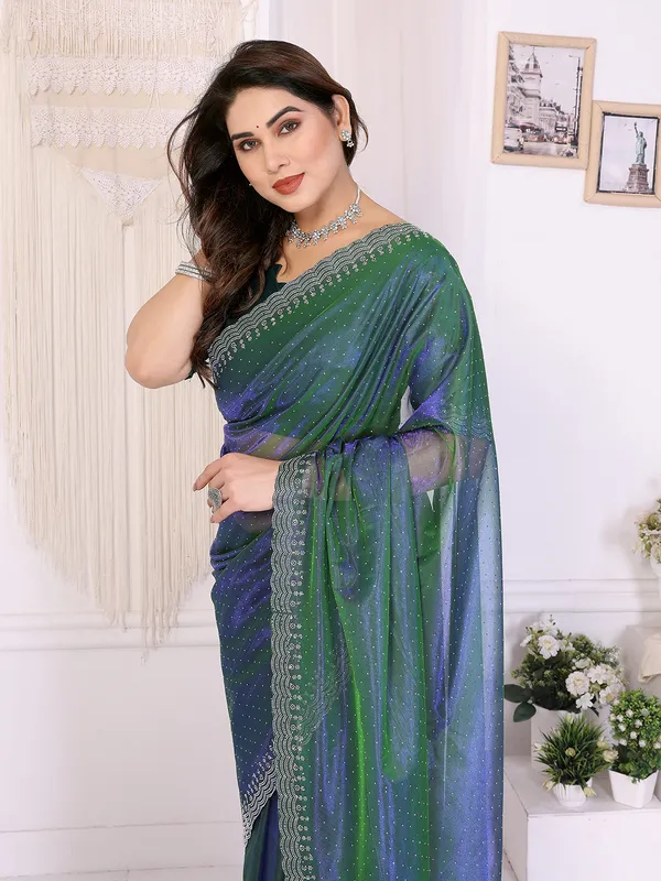 Shining_Net_Fabric_Diamond_Lace_Border_Saree_With_Unstitched_Blouse_Piece_(Green)