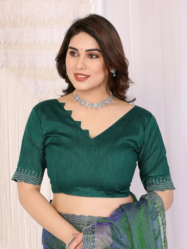 Shining_Net_Fabric_Diamond_Lace_Border_Saree_With_Unstitched_Blouse_Piece_(Green)