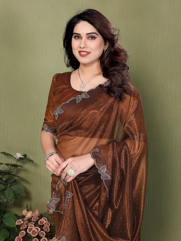 Butterfly_Diamond_Lace_Work_Saree_With_Unstitched_Blouse_Piece_(YELLOW)