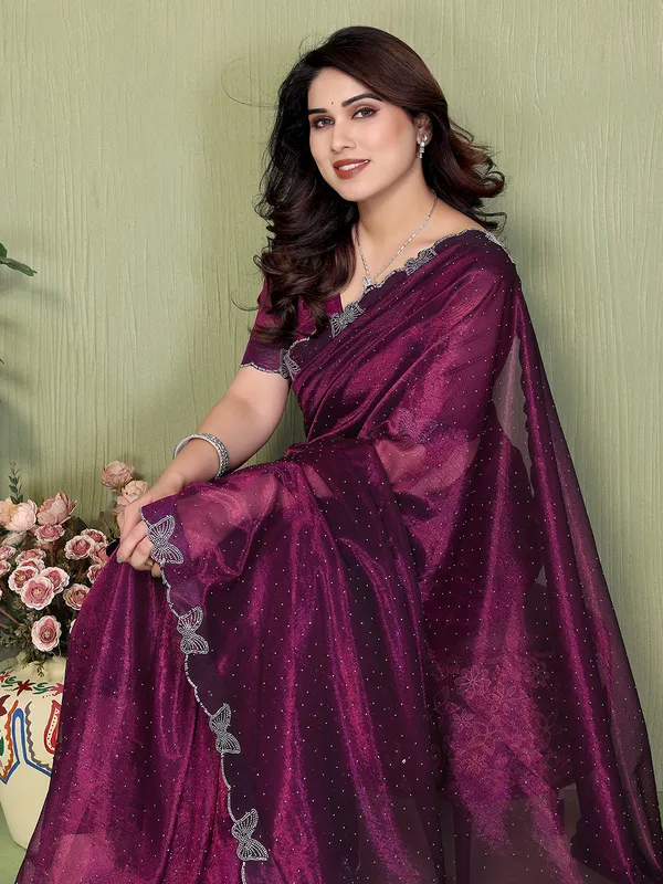 Butterfly_Diamond_Lace_Work_Saree_With_Unstitched_Blouse_Piece_(PINK)