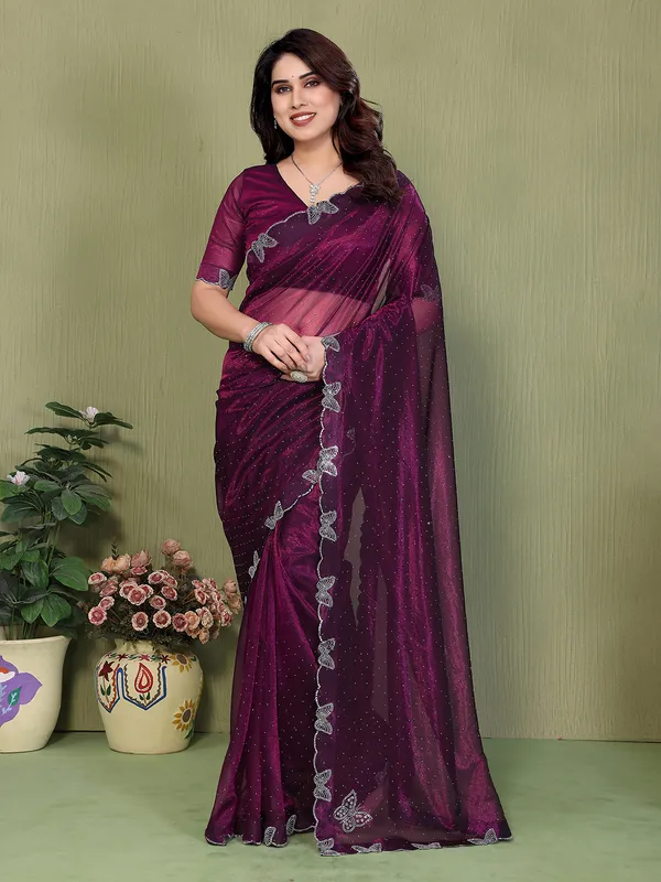 Butterfly_Diamond_Lace_Work_Saree_With_Unstitched_Blouse_Piece_(PINK)