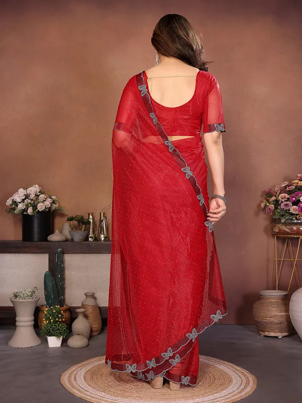 Butterfly_Diamond_Lace_Work_Saree_With_Unstitched_Blouse_Piece_(RED)