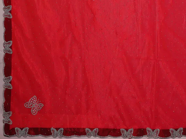 Butterfly_Diamond_Lace_Work_Saree_With_Unstitched_Blouse_Piece_(RED)