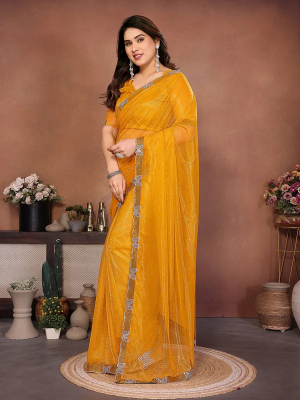 Butterfly_Diamond_Lace_Work_Saree_With_Unstitched_Blouse_Piece_(YELLOW)