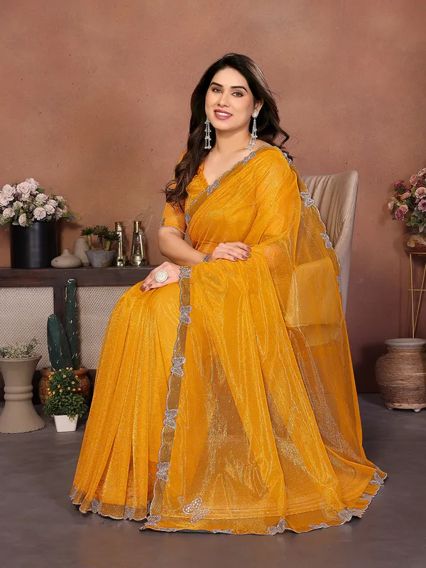 Butterfly_Diamond_Lace_Work_Saree_With_Unstitched_Blouse_Piece_(YELLOW)