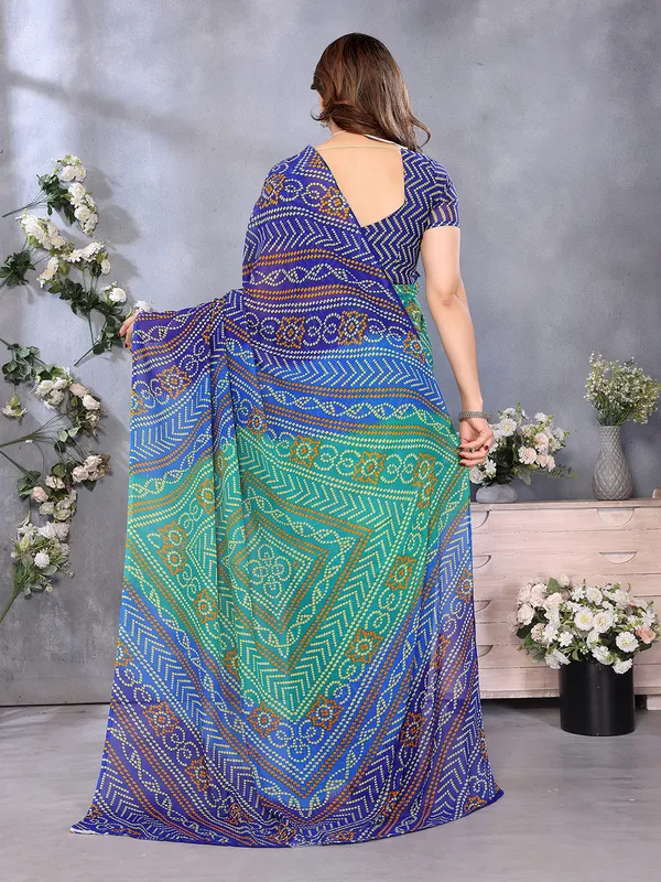 Ombre,_Paisley,_Printed_Bandhani_Georgette_Saree��(Blue,_Green)