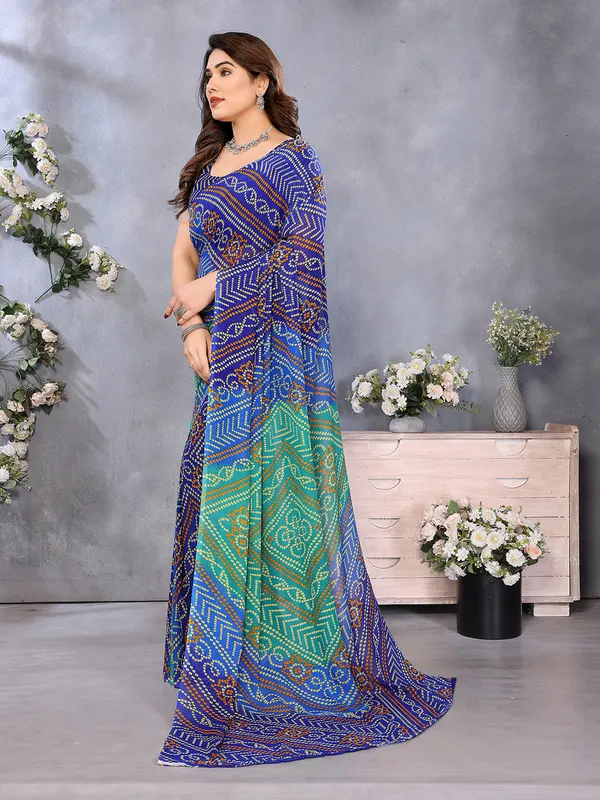 Ombre,_Paisley,_Printed_Bandhani_Georgette_Saree��(Blue,_Green)