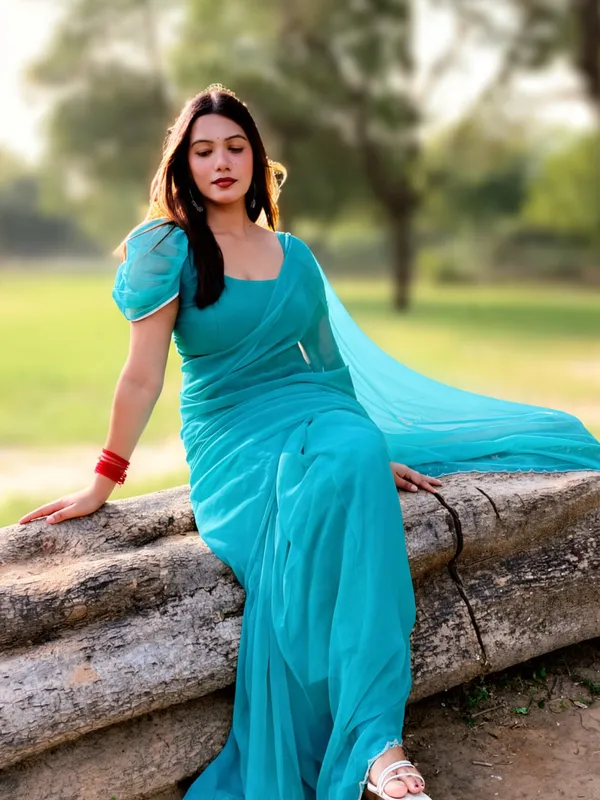 Plain_Georgette_Saree_With_Unstitched_Blouse_Piece