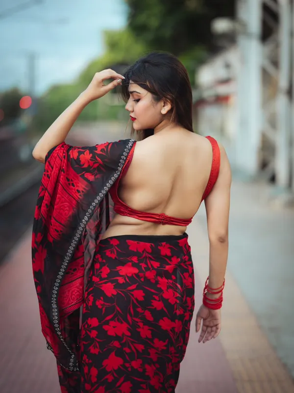 Georgette_Diamond_lace_Border_Saree_With_Unstitched_Blouse_Piece