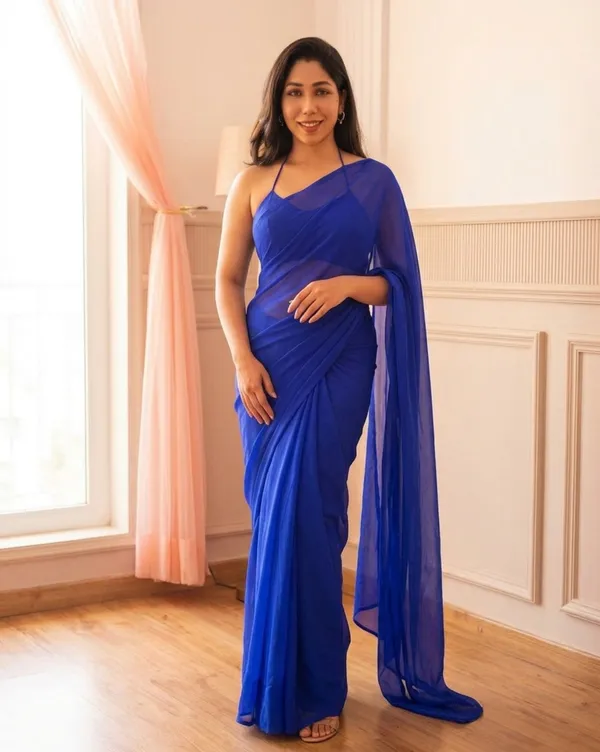 Plain_Georgette_Saree_With_Unstitched_Blouse_Piece