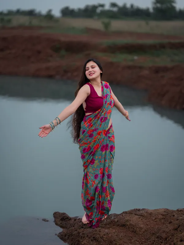 Printed_Daily_Wear_Georgette_Saree_With_Unstitched_Blouse_Piece