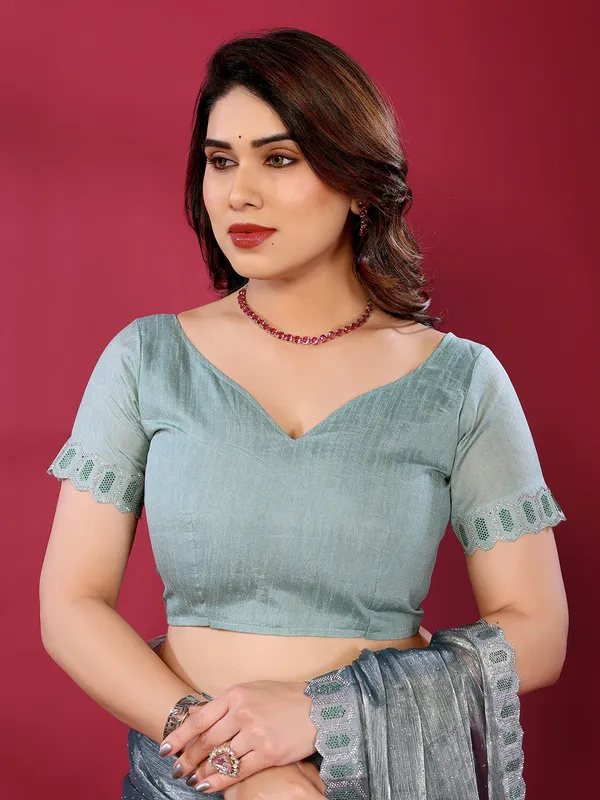 Women's_Soft_Zimmy_Choo_Silk_Fabric_Stone_Work_Saree_(Dark_Green)