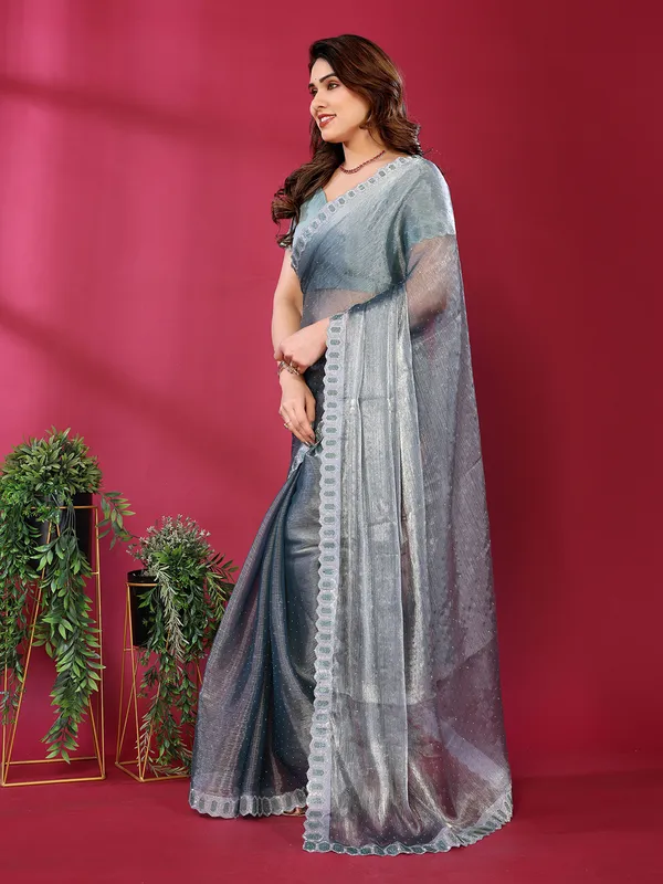 Women's_Soft_Zimmy_Choo_Silk_Fabric_Stone_Work_Saree_(Dark_Green)