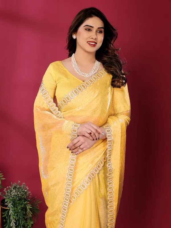 Women's_Soft_Zimmy_Choo_Silk_Fabric_Stone_Work_Saree_(Yellow)