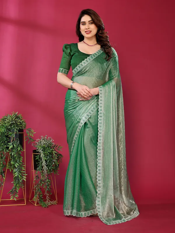 Women's_Soft_Zimmy_Choo_Silk_Fabric_Stone_Work_Saree_(Green)