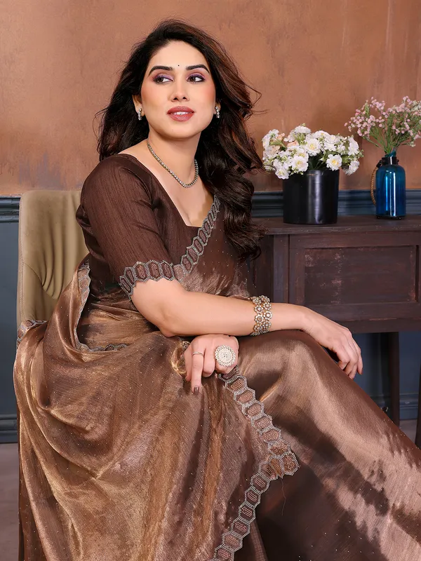 Women's_Soft_Zimmy_Choo_Silk_Fabric_Stone_Work_Saree_(BROWN)