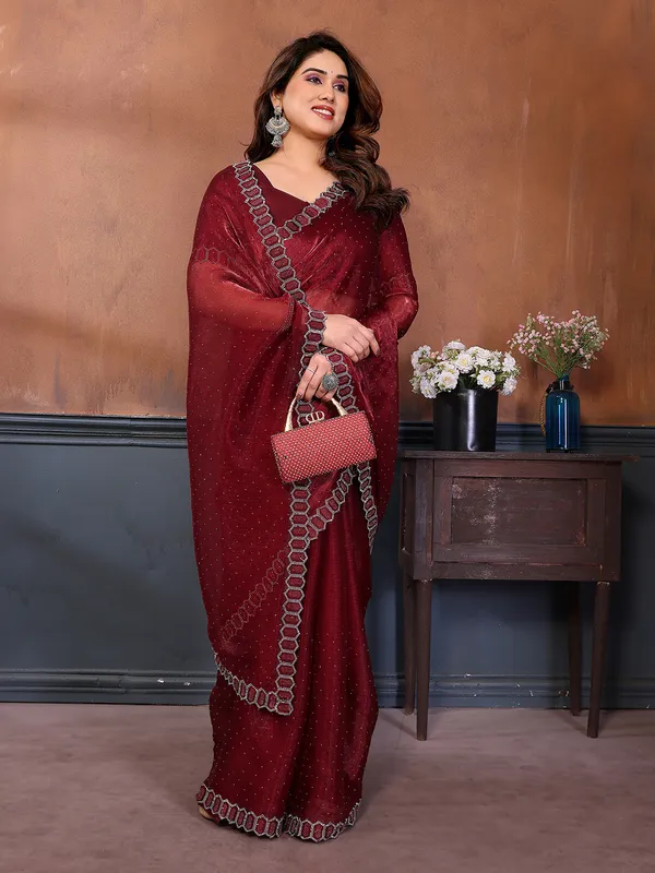 Women's_Soft_Zimmy_Choo_Silk_Fabric_Stone_Work_Saree_(MAROON)