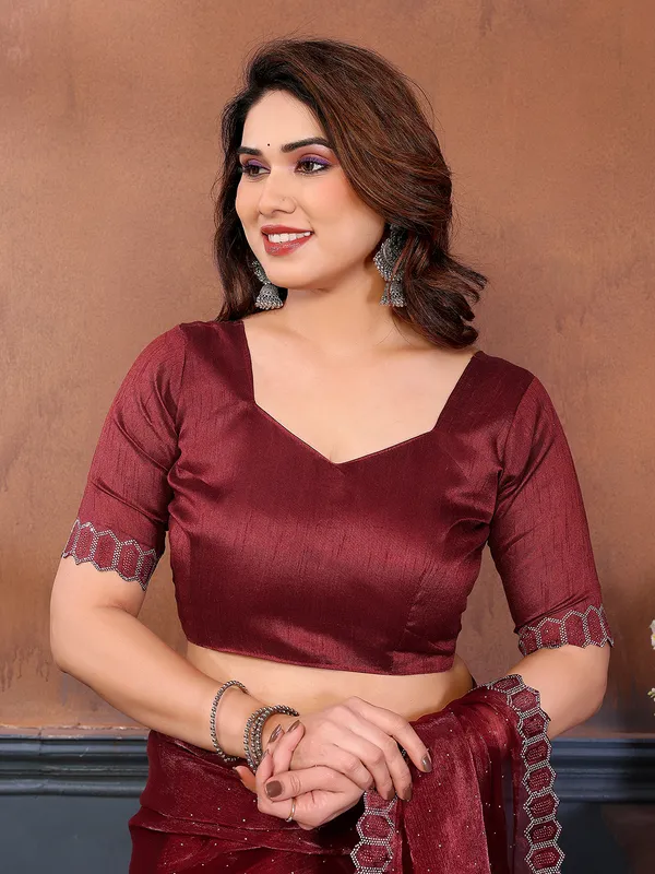 Women's_Soft_Zimmy_Choo_Silk_Fabric_Stone_Work_Saree_(MAROON)