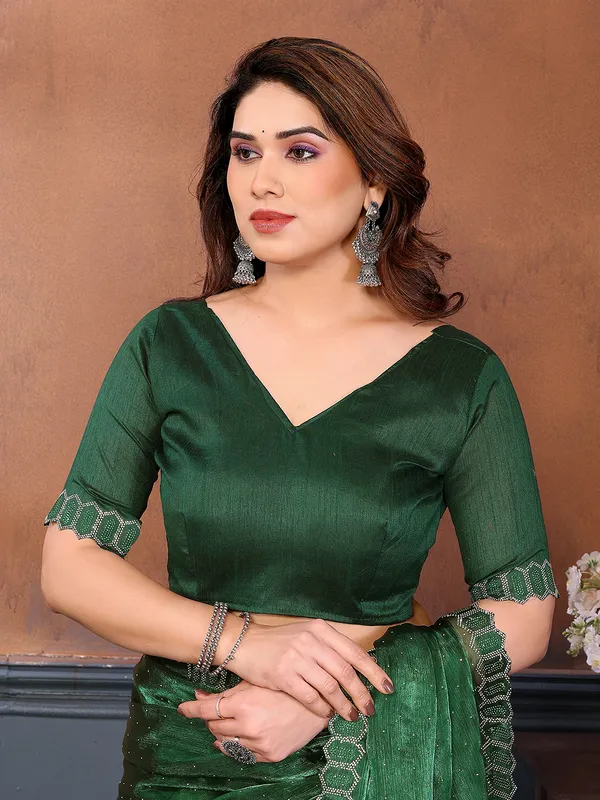 Women's_Soft_Zimmy_Choo_Silk_Fabric_Stone_Work_Saree_(DARK_GREEN)