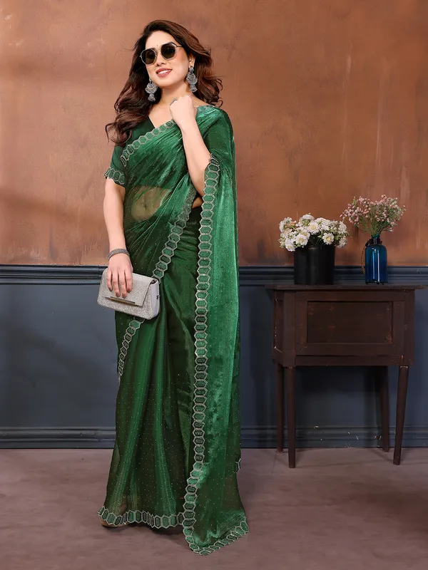 Women's_Soft_Zimmy_Choo_Silk_Fabric_Stone_Work_Saree_(DARK_GREEN)