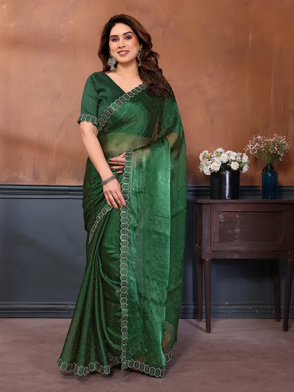 Women's_Soft_Zimmy_Choo_Silk_Fabric_Stone_Work_Saree_(DARK_GREEN)