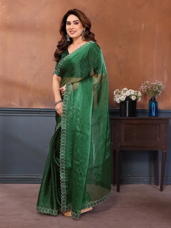 Women's_Soft_Zimmy_Choo_Silk_Fabric_Stone_Work_Saree_(DARK_GREEN)