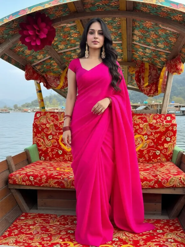 Plain_Dyed_Daily_Wear_Georgette_Saree_With_Unstitched_Blouse_Piece