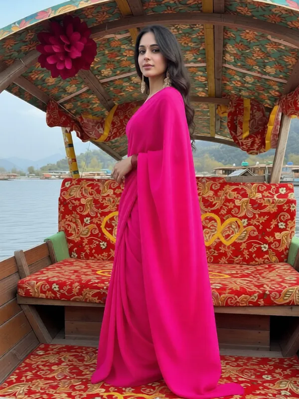 Plain_Dyed_Daily_Wear_Georgette_Saree_With_Unstitched_Blouse_Piece