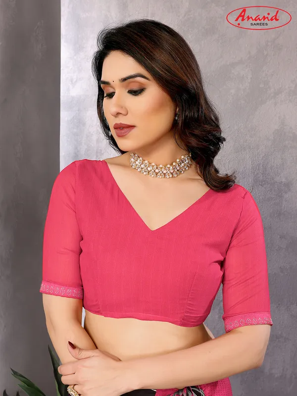 Embellished,_Floral_Print_Bollywood_Georgette_Saree_(Pink,_Black)