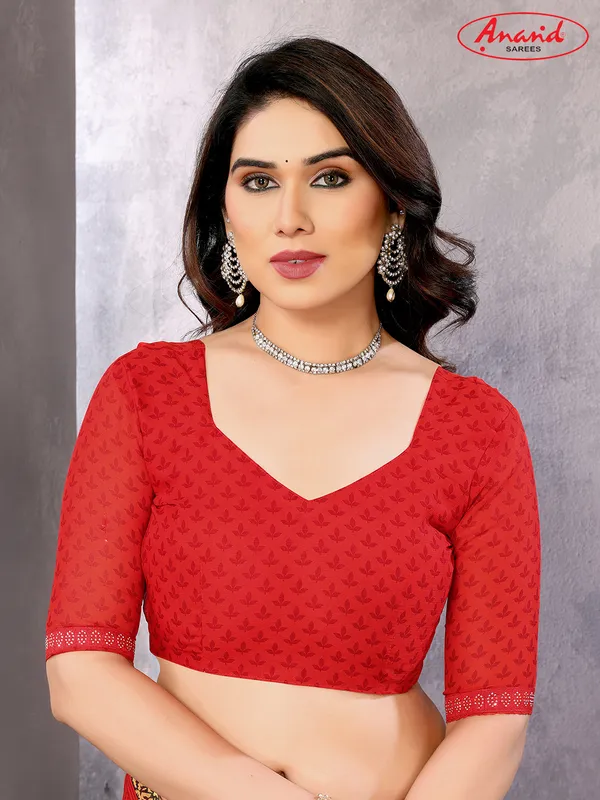Embellished,_Paisley,_Geometric_Print_Bollywood_Georgette_Saree_(Red,_Pink,_Yellow)