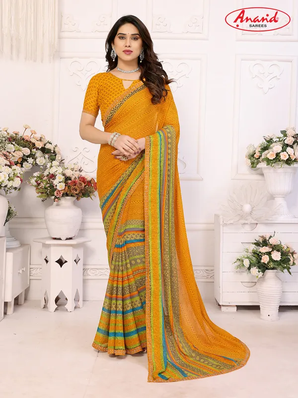 Embellished,_Paisley,_Printed_Bollywood_Georgette_Lace_Border_Dimond_Lace_Border_Saree_(Yellow)