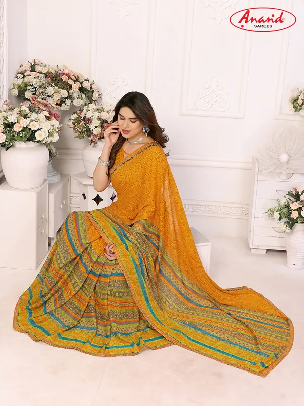 Embellished,_Paisley,_Printed_Bollywood_Georgette_Lace_Border_Dimond_Lace_Border_Saree_(Yellow)