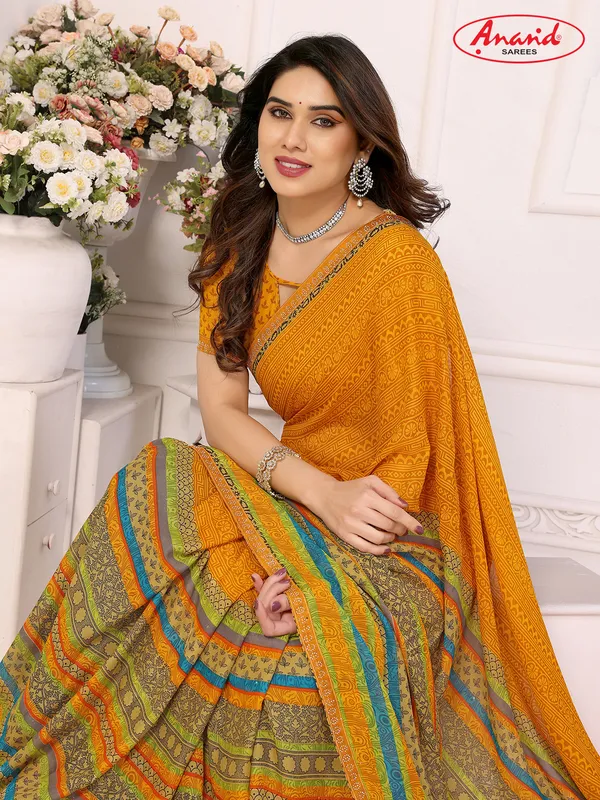 Embellished,_Paisley,_Printed_Bollywood_Georgette_Lace_Border_Dimond_Lace_Border_Saree_(Yellow)