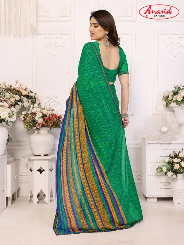 Embellished,_Paisley,_Printed_Bollywood_Georgette_Lace_Border_Dimond_Lace_Border_Saree_(Green)
