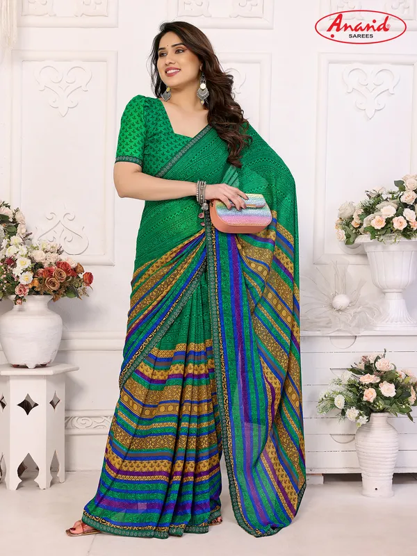 Embellished,_Paisley,_Printed_Bollywood_Georgette_Lace_Border_Dimond_Lace_Border_Saree_(Green)