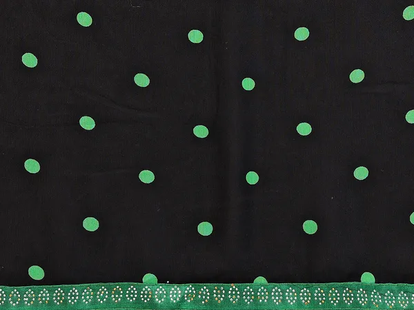 Embellished,_Polka_Print_Bollywood_Georgette_Lace_Border_Dimond_Lace_Border_Saree_(Green,_Black)