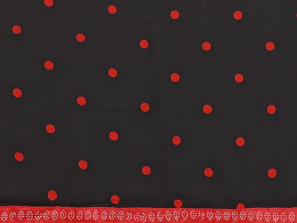 Embellished,_Polka_Print_Bollywood_Georgette_Lace_Border_Dimond_Lace_Border_Saree_(Red,_Black)
