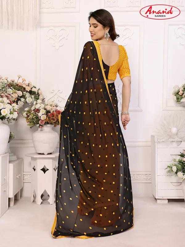 Embellished,_Polka_Print_Bollywood_Georgette_Lace_Border_Dimond_Lace_Border_Saree_(Yellow,_Black)