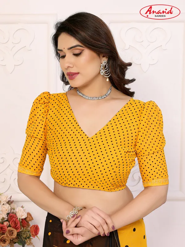 Embellished,_Polka_Print_Bollywood_Georgette_Lace_Border_Dimond_Lace_Border_Saree_(Yellow,_Black)