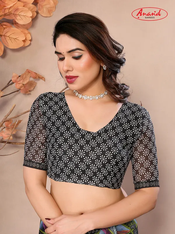 Embellished,_Ombre,_Floral_Print_Bollywood_Georgette_Saree_(Black,_Grey)